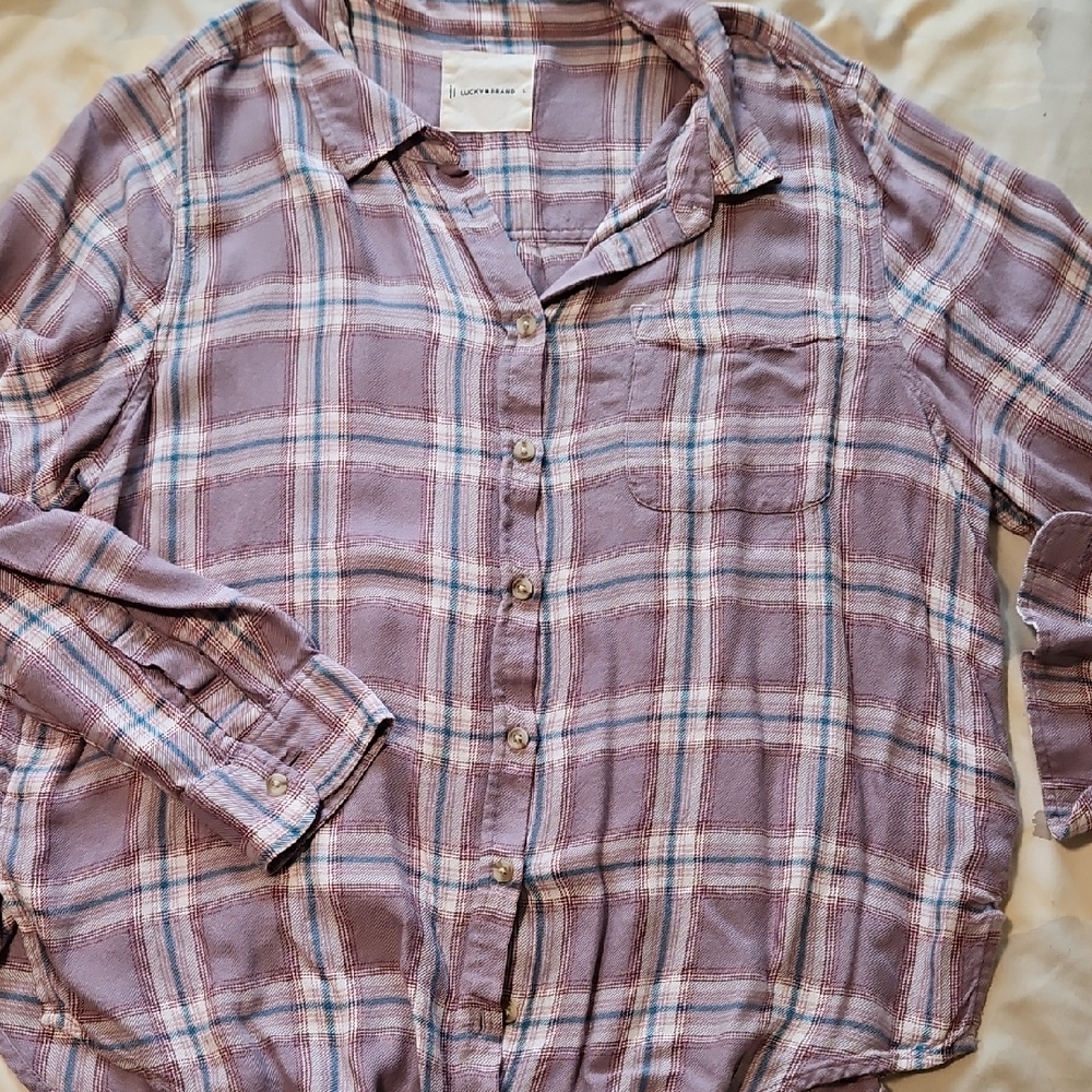 Lucky Brand Purple Plaid Button-Up Shirt